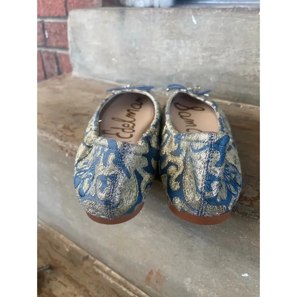 Sam Edelman Felicia blue and gold ballet flats - Picture 6 of 7